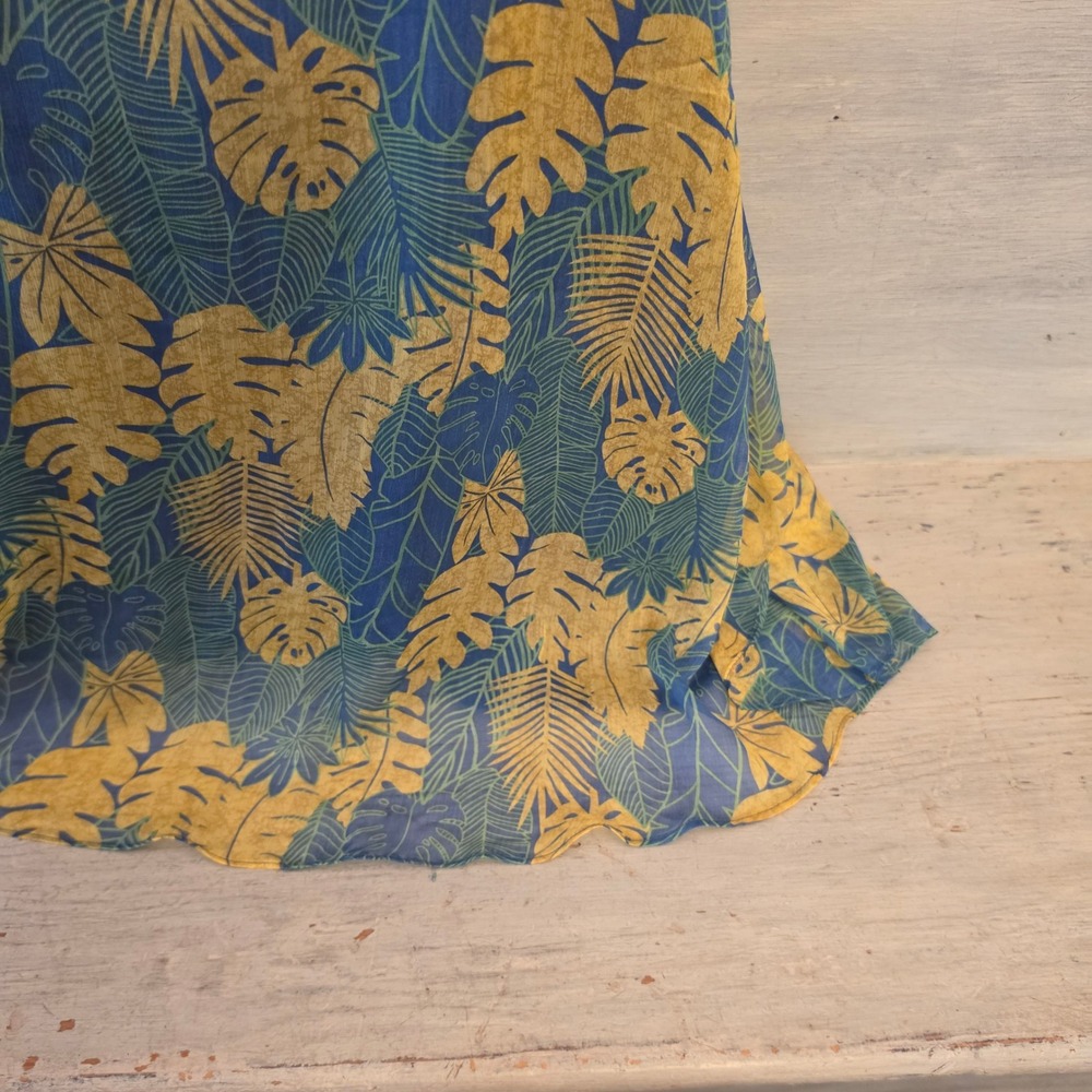 Umgee 60% Cotton Tropical Leaf Print Sleeveless Aline Mini Dress Large GC - Picture 5 of 9
